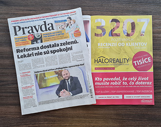 Recenzie, realitná kancelária HALO reality - V prílohe denníka Pravda