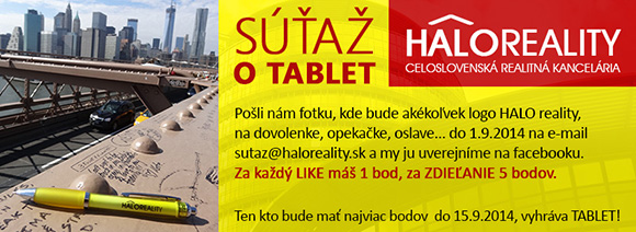 Recenzie, realitná kancelária HALO reality - Letná súťaž o tablet