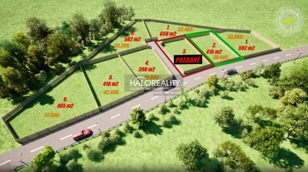 Predaj, pozemok pre rodinný dom   416 m2 Horná Seč, pozemky pripravené pre výs...