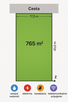 Predaj, pozemok pre rodinný dom   765 m2 Rakovice