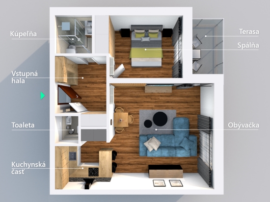 Prenájom, dvojizbový byt Piešťany, Centrum, Kuzmányho ul. + garážové státie - NOVOSTAVBA