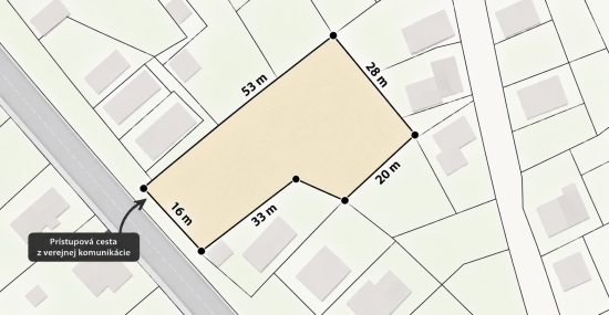 Predaj, pozemok pre rodinný dom   1162 m2 Svätý Peter, so starým rodinným domom